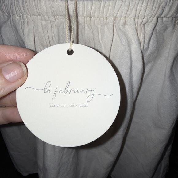 La February Women’s Oatmeal Tie Strap Boho Top Sz L 100% Cotton Style 1330T - Picture 6 of 10